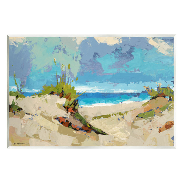 Stupell Industries Modern Seaside Beach Scene Framed On Canvas by